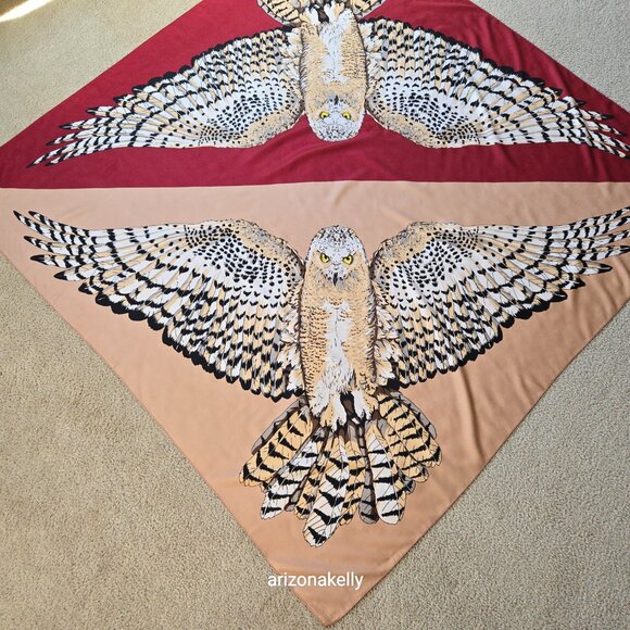 *HUGE* Silk Owl Scarf Wrap Shawl - Picture 7 of 16